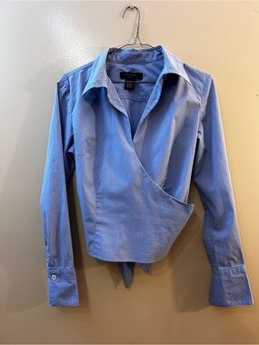 Express Blue Wrap-Front Shirt